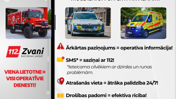 Aicinājums zmantot mobilo lietotni 112