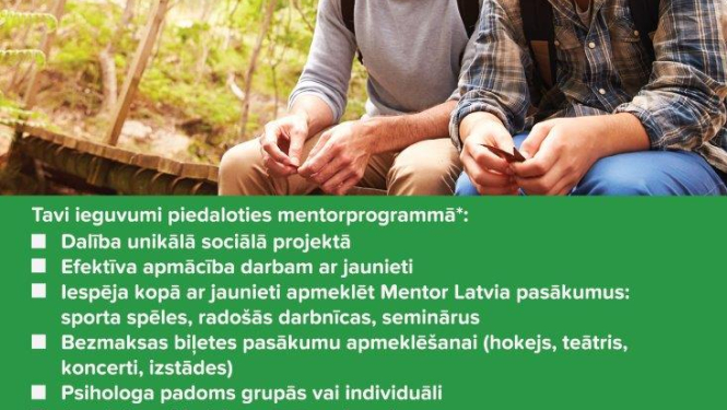 Aicina pieteikties brīvprātīgos mentorus Tukuma novada un Tukuma pilsētas jauniešiem