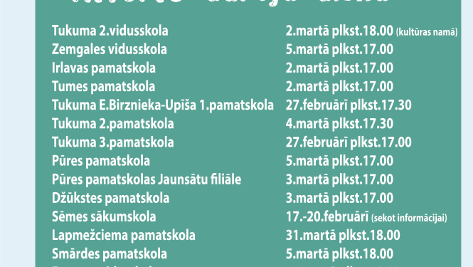 Atvērto durvju dienas Tukuma, Engures un Jaunpils novada skolās