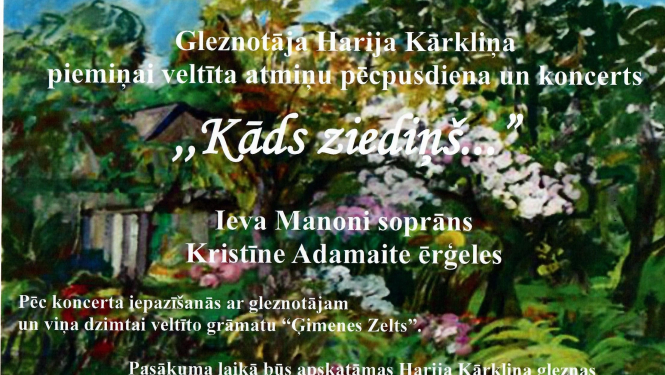 Gleznotāja Harija Kārkliņa piemiņai veltīta atmiņu pēcpusdiena un koncerts