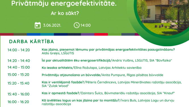 Aicinām piedalīties vebināru ciklā par privātmāju atjaunošanu un energoefektivitātes paaugstināšanu