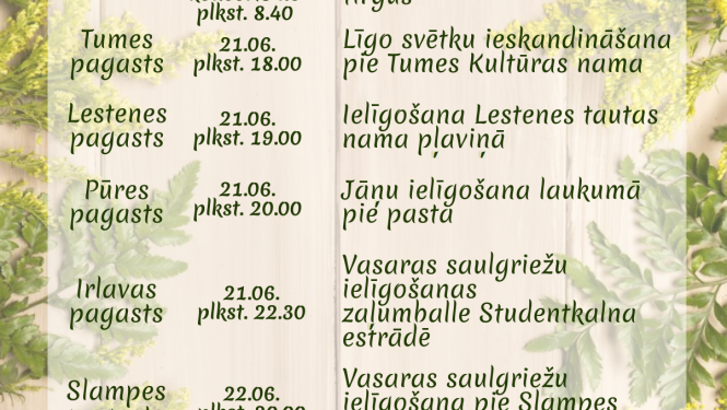 Vasaras saulgriežu svinības Tukuma novadā