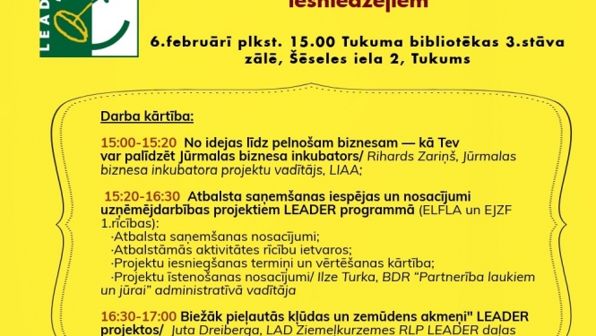 Seminārs “Atbalsta saņemšanas iespējas uzņēmējdarbības uzsākšanai un attīstībai”
