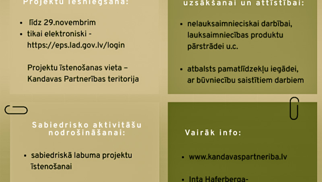 Biedrība „Kandavas Partnerība” izsludina LEADER projektu iesniegumu konkursa 11. kārtu