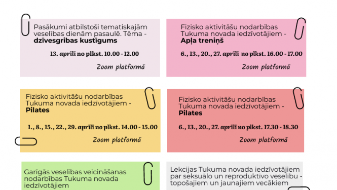 Veselības projekta aktivitātes aprīlī