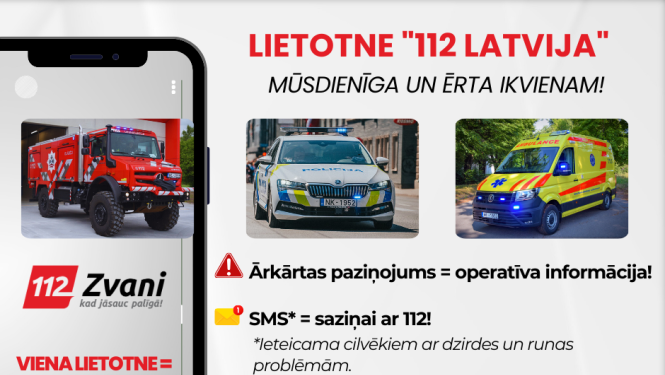 Aicinājums zmantot mobilo lietotni 112