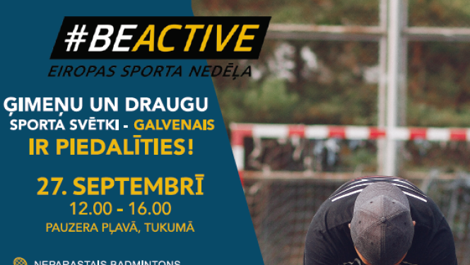 Tukumā norisināsies #BeActive Eiropas Sporta nedēļas pasākums