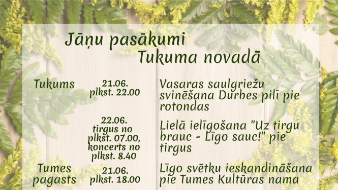 Vasaras saulgriežu svinības Tukuma novadā