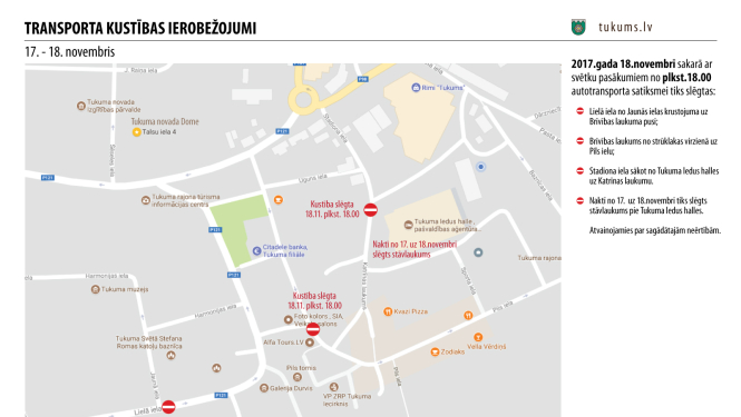 Uzmanību! Transporta kustības ierobežojumi