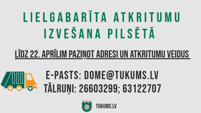 Bezmaksas lielgabarīta atkritumu izvešana pilsētā