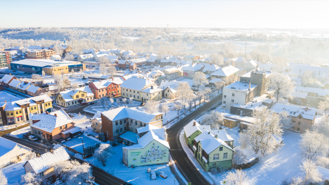 Skats uz Tukumu no putna lidojuma ziemā