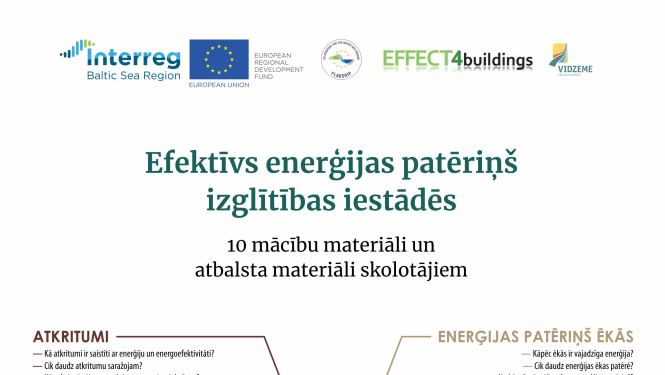 Skolām sagatavots izglītojošs mācību materiāls ceļā uz energoefektīvu skolu