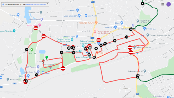 Satiksmes ierobežojumi Tukumā sacensību “TukumSmukumTaka” 2020 laikā