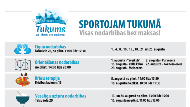 Veselības veicināšanas pasākumi augustā