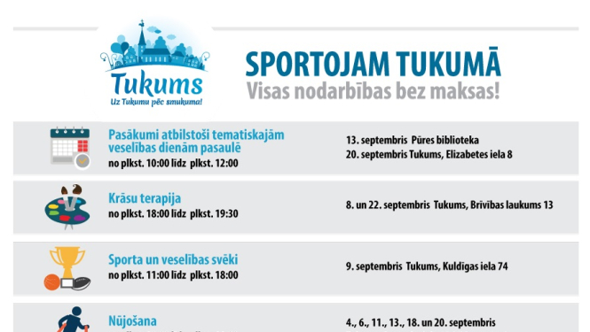 Sporta aktivitātes septembrī