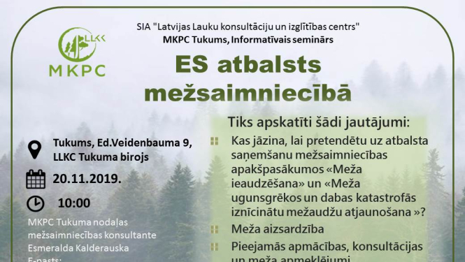 Seminārs par Eiropas Savienības atbalstu mežsaimniecībā