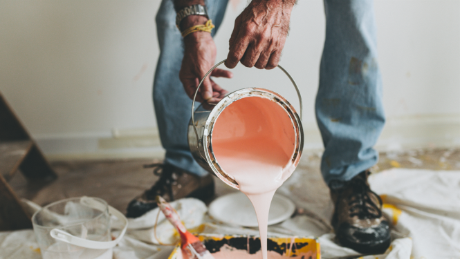 Krāsas spainis, trauks un otas