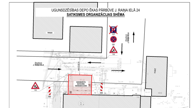Satiksmes organizācijas shēma J.Raiņa ielā