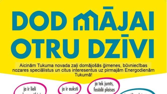Ikviens interesents tiek aicināts uz pirmajām Energodienām Tukumā