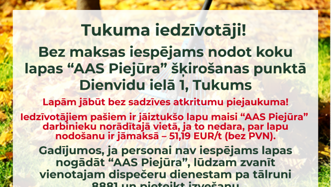 Koku lapas var bez maksas nodot "AAS Piejūra"