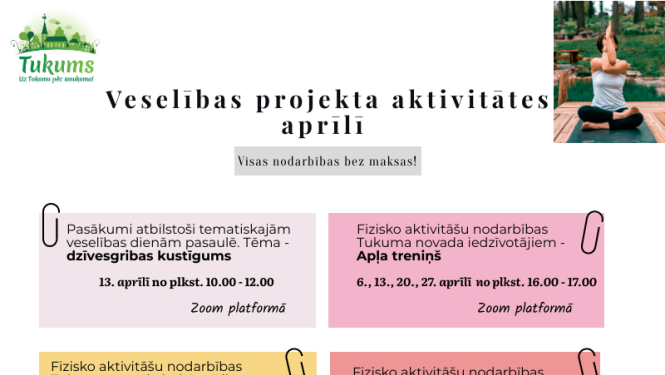 Bezmaksas veselību veicinošie pasākumi maijā