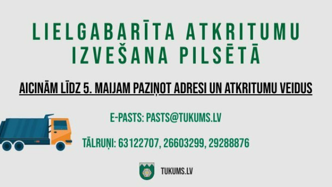 Bezmaksas lielgabarīta atkritumu izvešana pilsētā