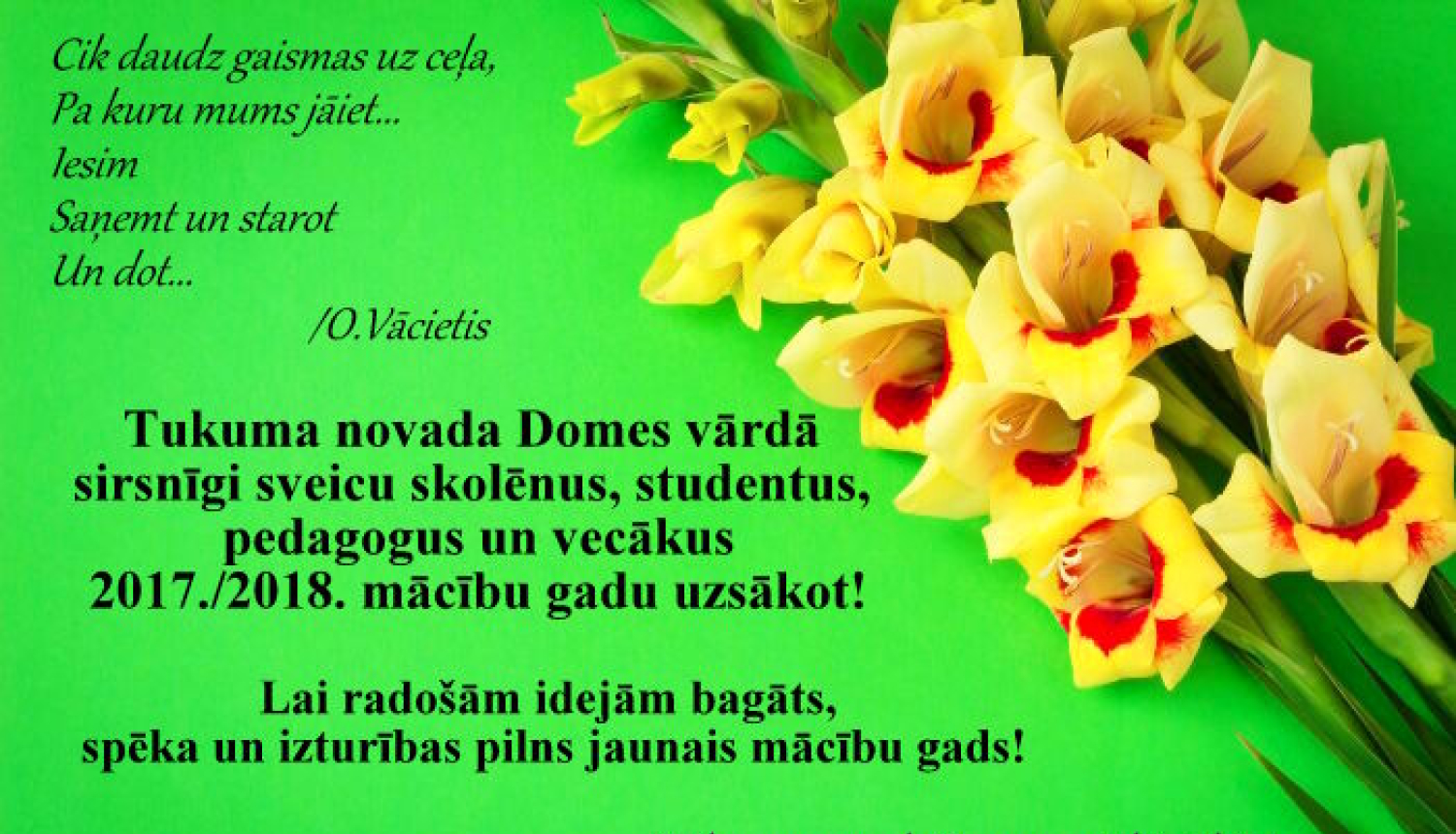 Tukuma novada Dome sveic ar jaunā mācību gada sākšanos!