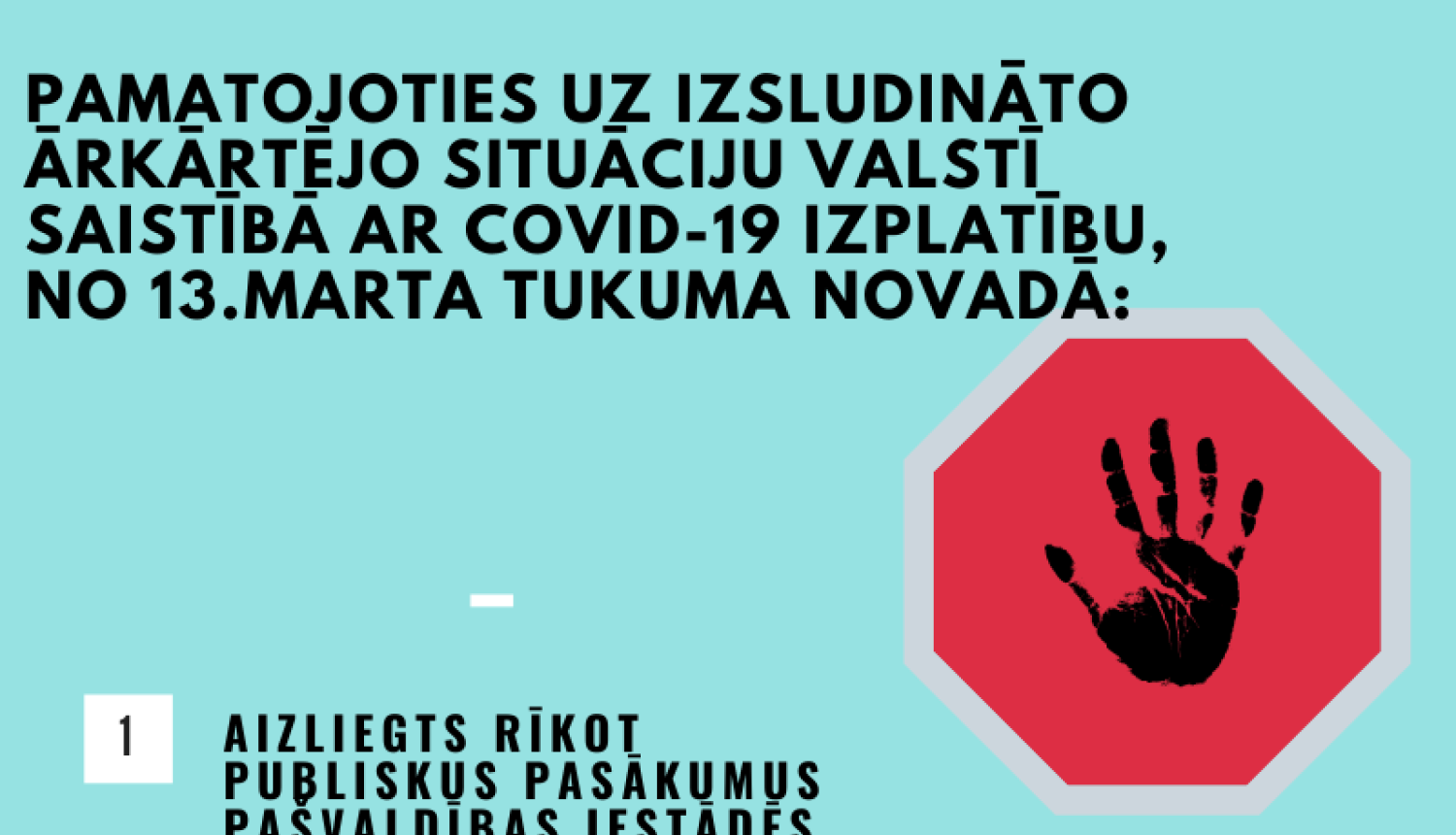 Tukuma novada Domes paziņojums saistībā ar COVID-19 izplatību