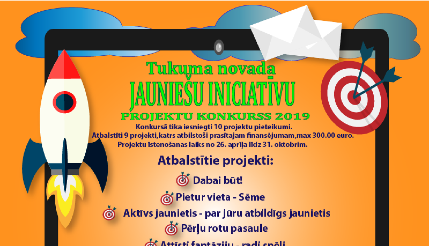 “Tukuma novada jauniešu iniciatīvu projektu konkursā 2019” apstiprināti 9 jauniešu iniciatīvu projekti