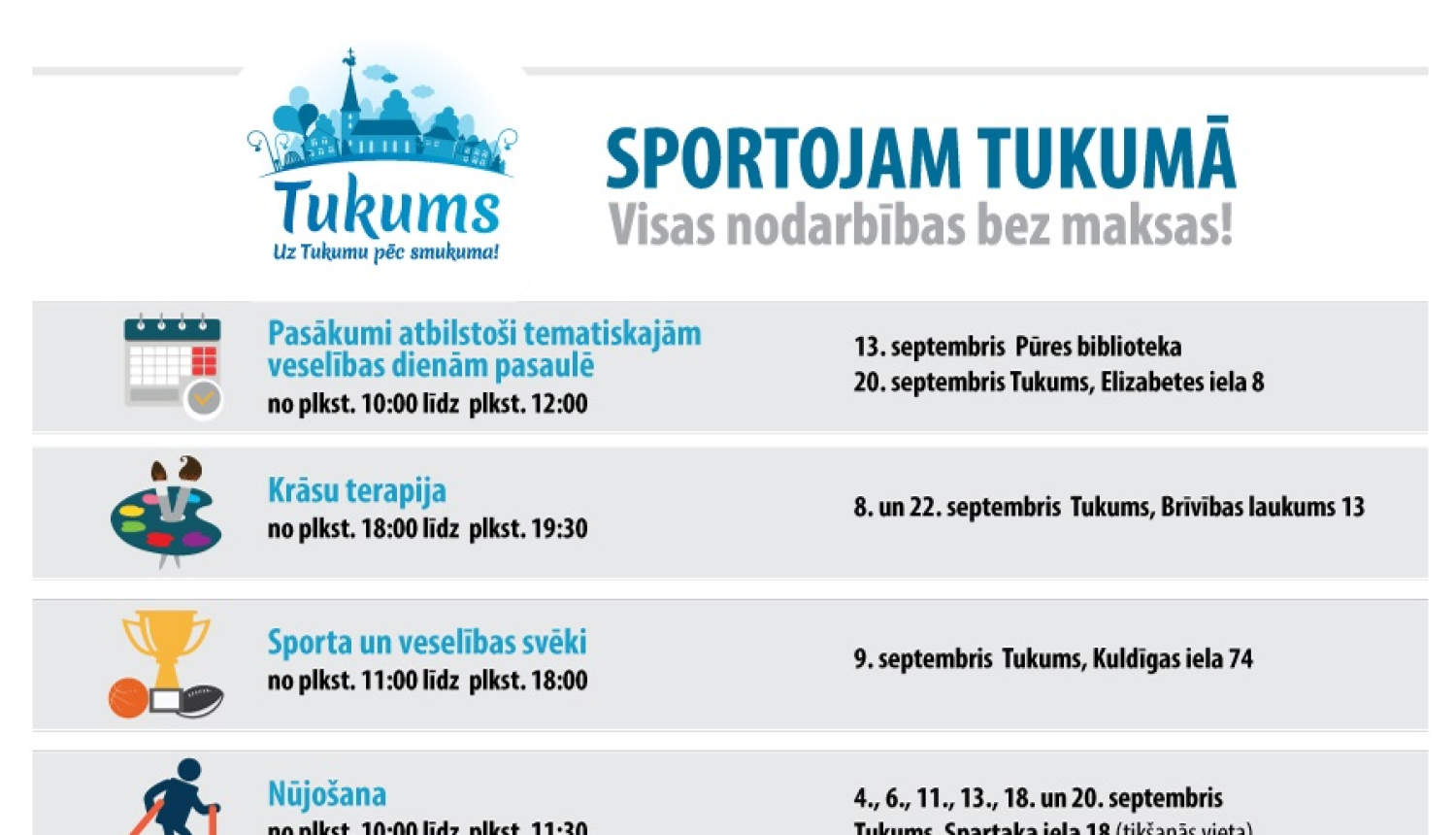 Sporta aktivitātes septembrī