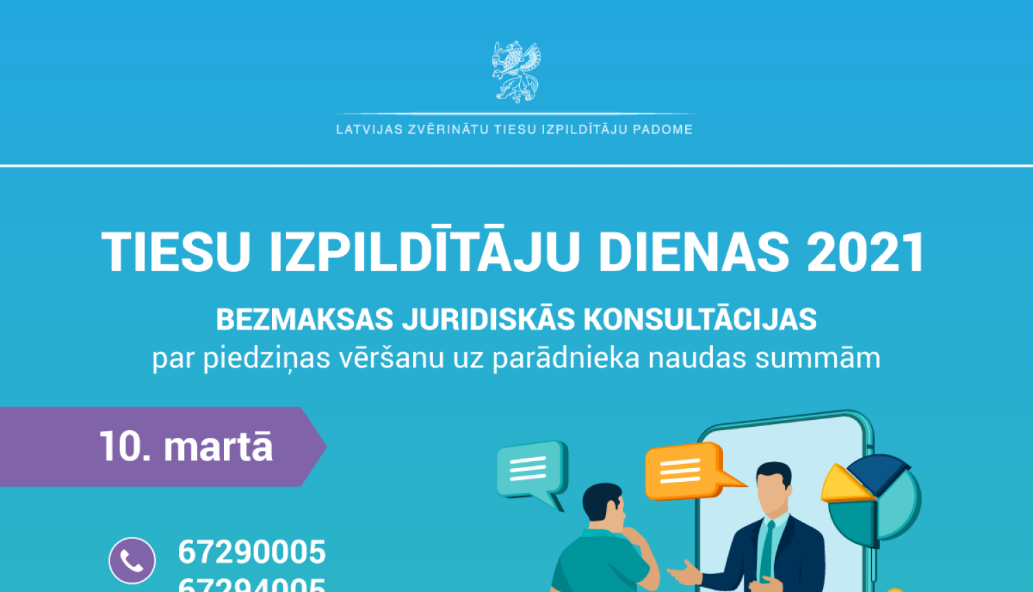 Tiesu izpildītāju dienā bez maksas konsultēs par piedziņas vēršanu uz parādnieka naudas summām