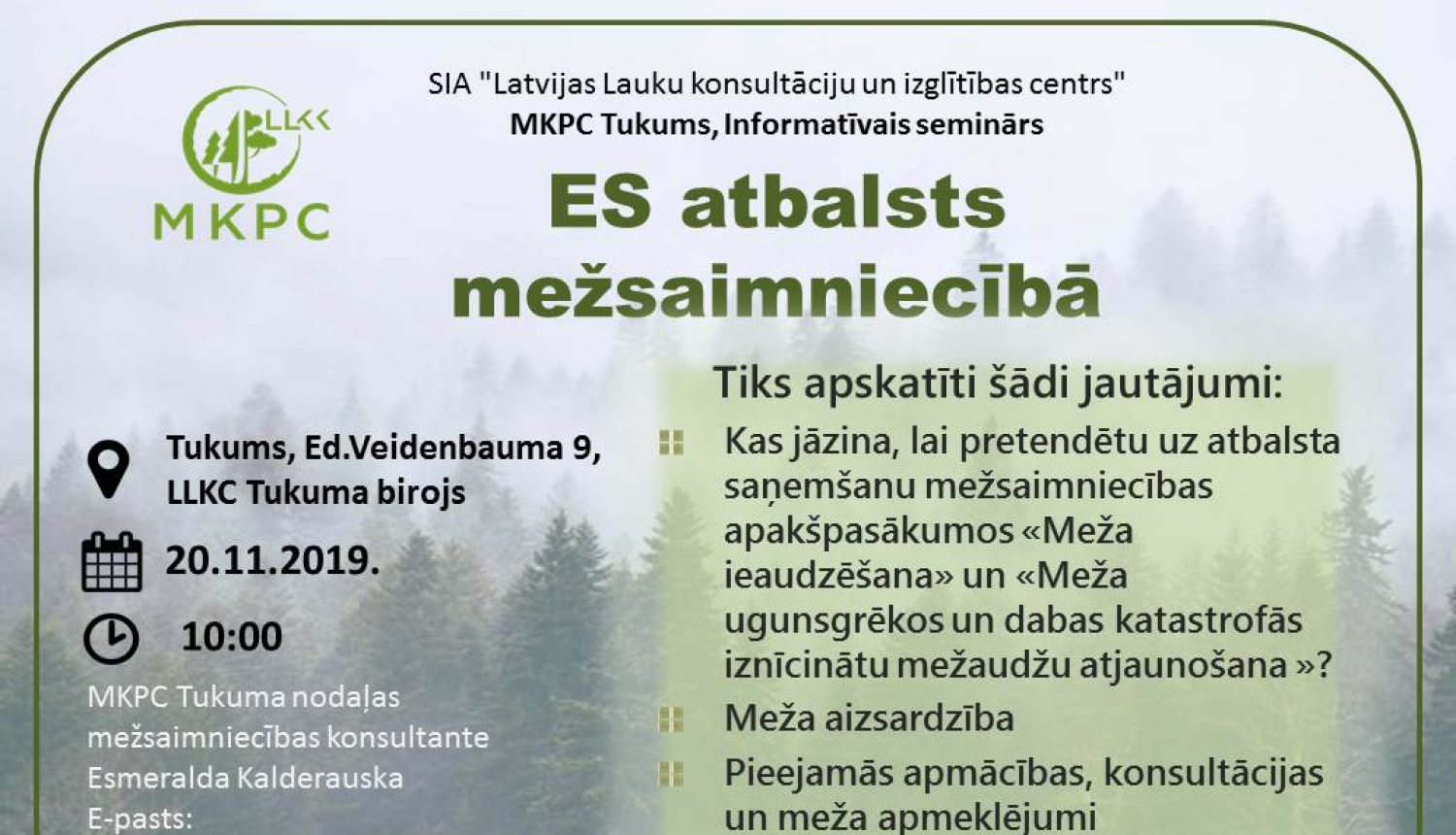 Seminārs par Eiropas Savienības atbalstu mežsaimniecībā