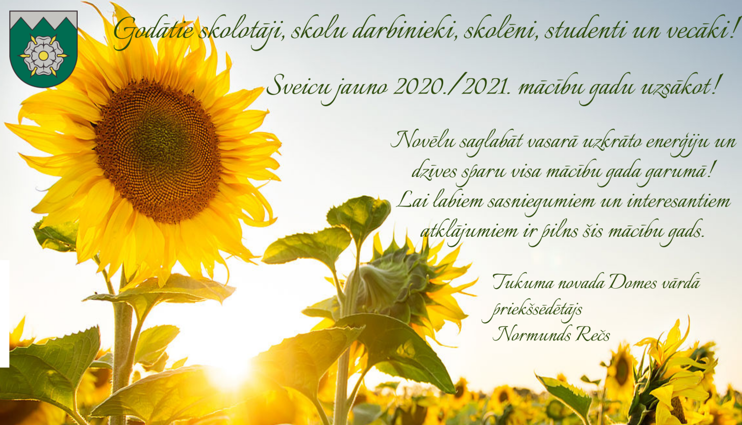 Sveiciens jauno mācību gadu uzsākot!