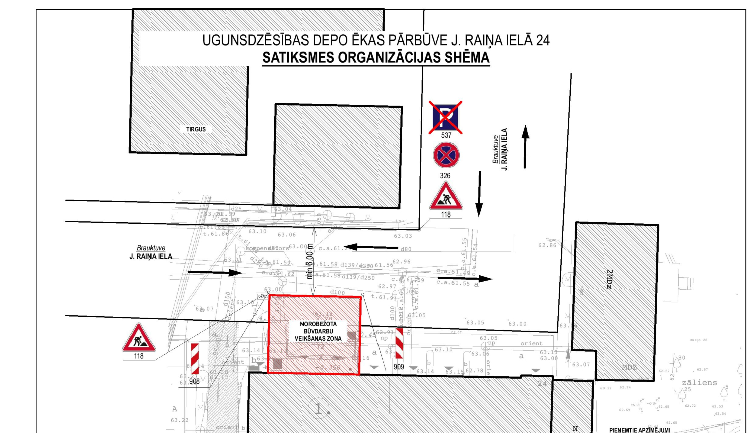 Satiksmes organizācijas shēma J.Raiņa ielā