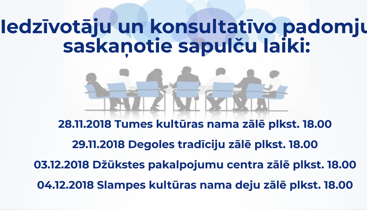 Iedzīvotāju un konsultatīvo padomju saskaņotie sapulču laiki