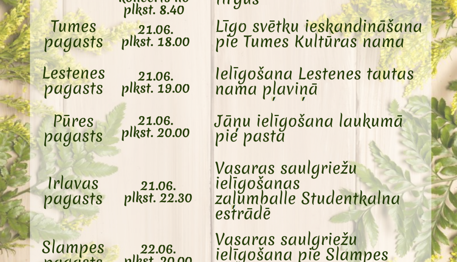 Vasaras saulgriežu svinības Tukuma novadā