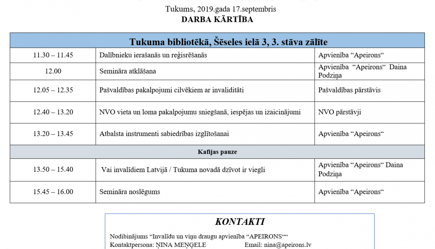 17. septembrī notiks informatīvais mentoru seminārs