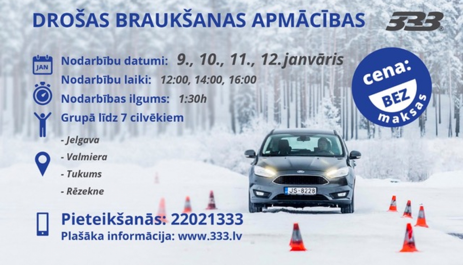 Sāk bezmaksas drošas ziemas braukšanas apmācības