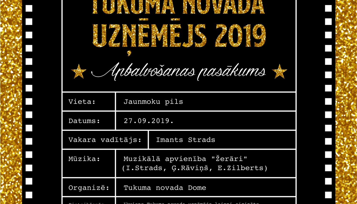 Notiks ikgadējais uzņēmēju apbalvošanas pasākums “Tukuma novada uzņēmējs 2019”