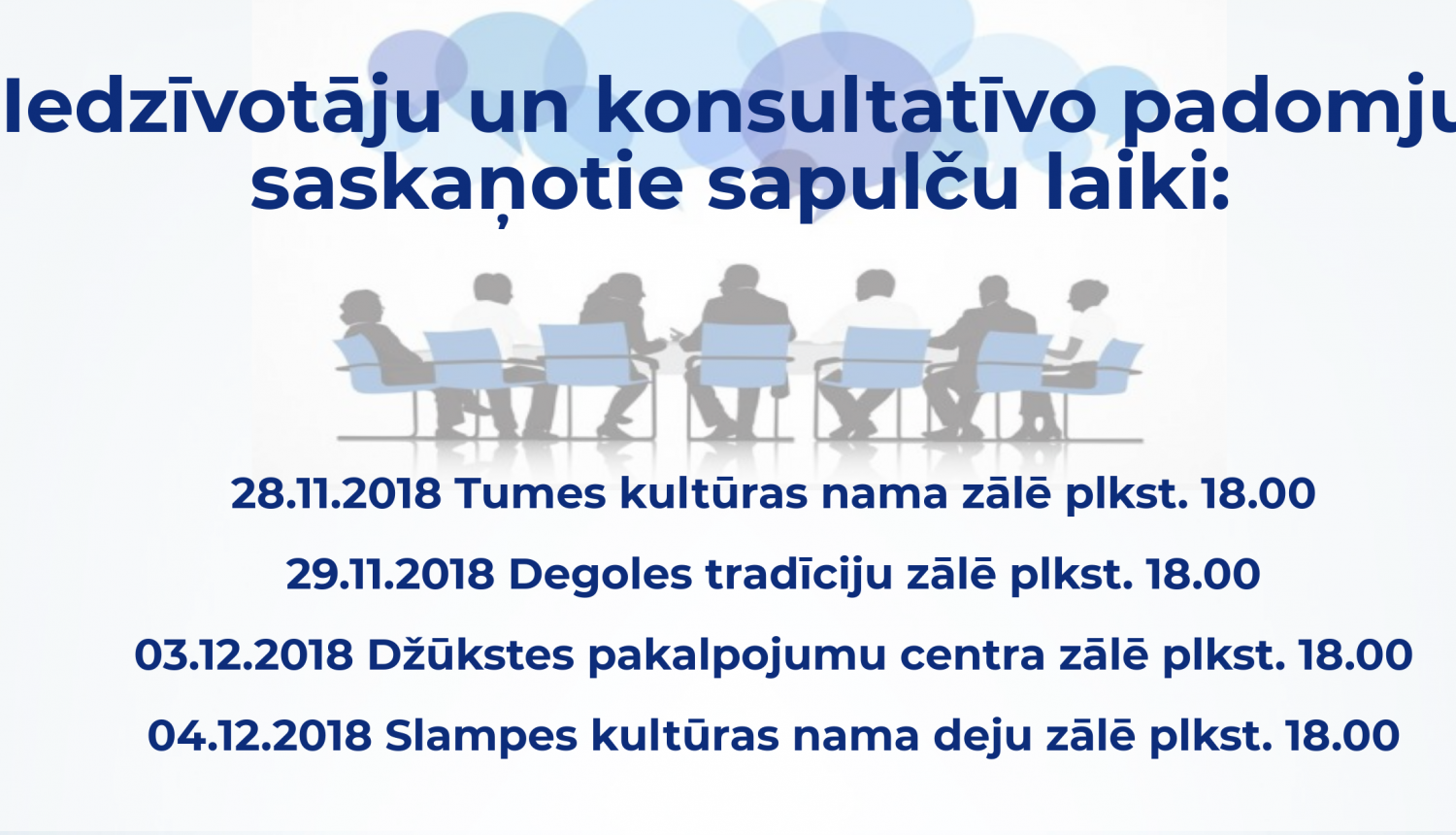 Iedzīvotāju un konsultatīvo padomju saskaņotie sapulču laiki