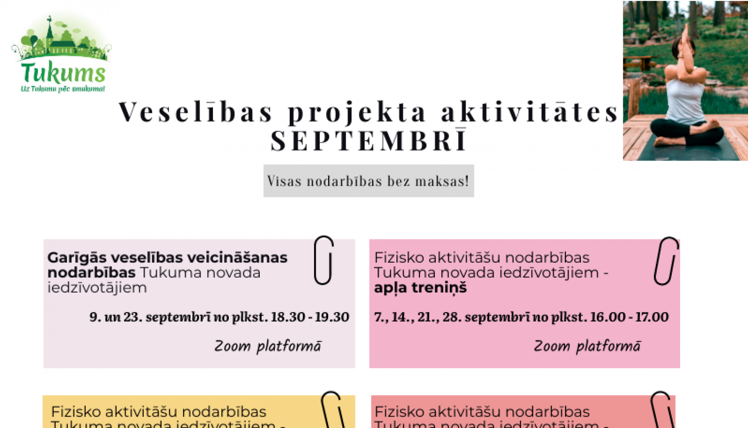 Veselības veicināšanas projekts septembrī